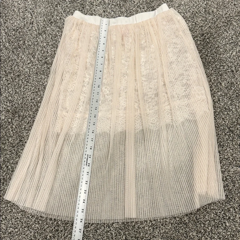 NWT Victoria's Secret Feminine Cream Pink Sheer Lace Underlay Midi Skirt Sz S